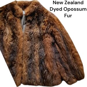 Vintage New Zealand Dyed Opossum Fur Coat
